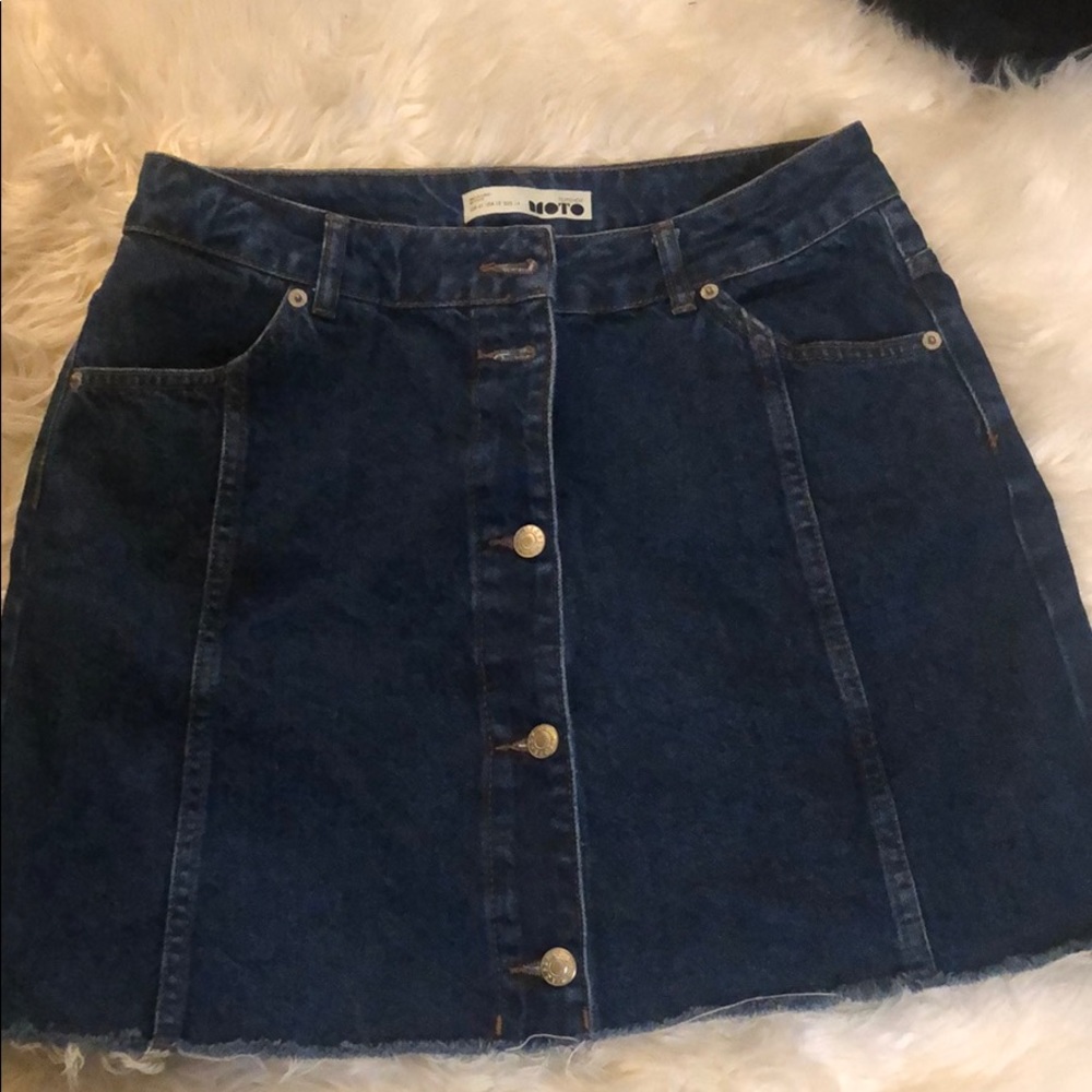 Distressed Topshop mini denim skirt